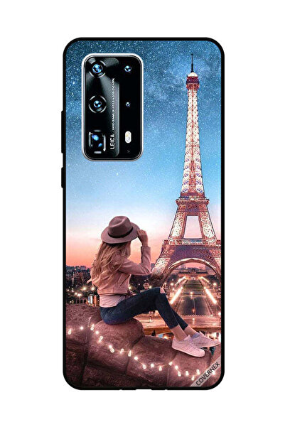 Covernex غطاء حماية لهاتف هواوي بي 40 برو بلس - فتاة قبعة بنية وبرج إيفيل