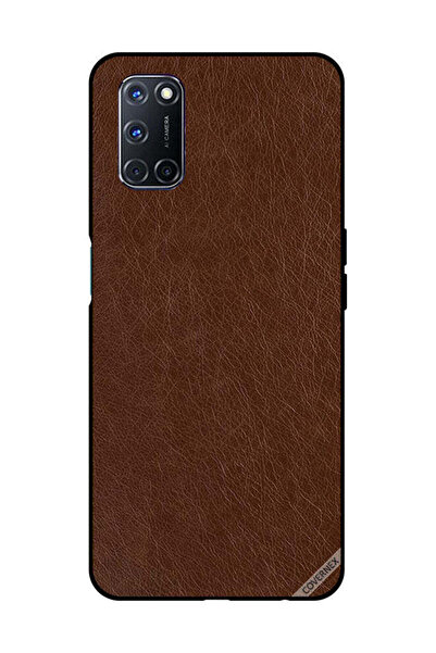 Covernex غطاء حماية لهاتف OPPO A52/A72/A92 بنقشة جلد بني داكن