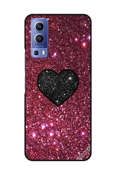 Covernex غطاء حماية لهاتف Vivo Y72 5G قلب أسود مع لمسات حمراء لامعة
