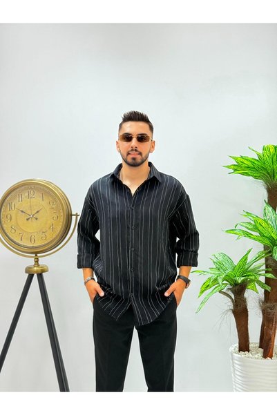HA-KA GİYİM Men's New Season Long Sleeve Shirt Regular Fit Does Not Sweat and Does Not Show Belly