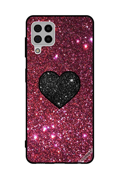 Covernex غطاء حماية لهاتف سامسونج جالاكسي A22 4G قلب أسود مع بريق أحمر