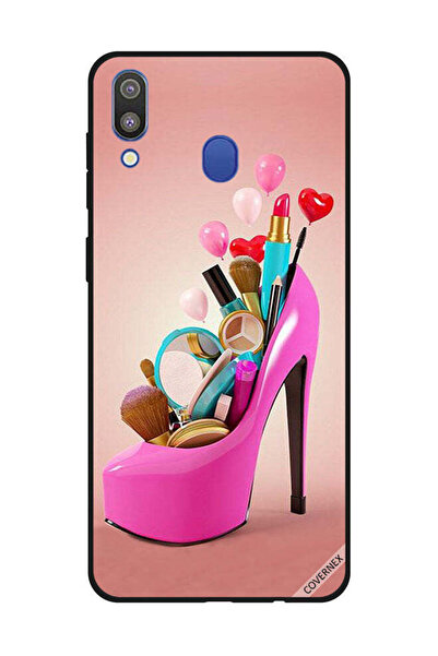 Covernex غطاء حماية لهاتف سامسونج جالاكسي M20 حذاء وردي مع أدوات مكياج