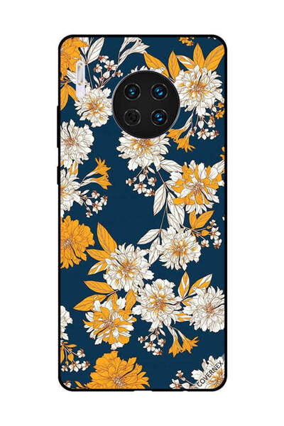 Covernex غطاء حماية لهاتف هواوي ميت 30 بنقشة زهور وأوراق صفراء وبيضاء