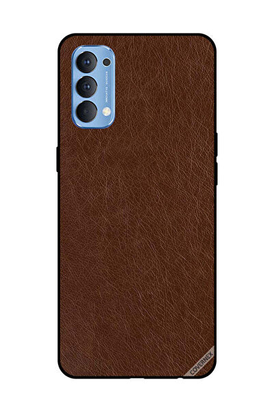 Covernex غطاء حماية لهاتف OPPO Reno 4 4G بنمط جلدي بني داكن