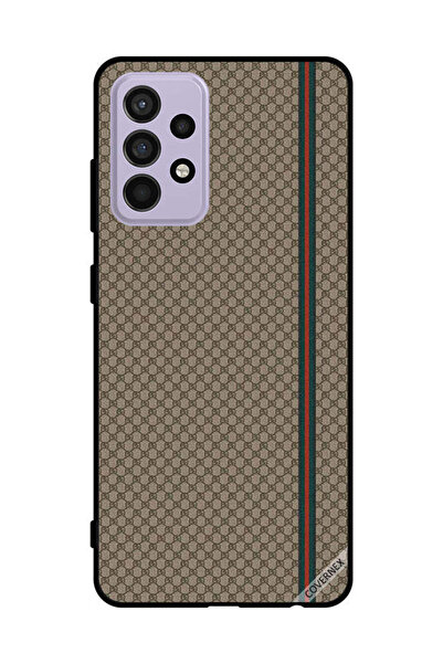 Covernex غطاء حماية لهاتف سامسونج جالاكسي A52s 5G بخطوط حمراء وخضراء على نمط بني