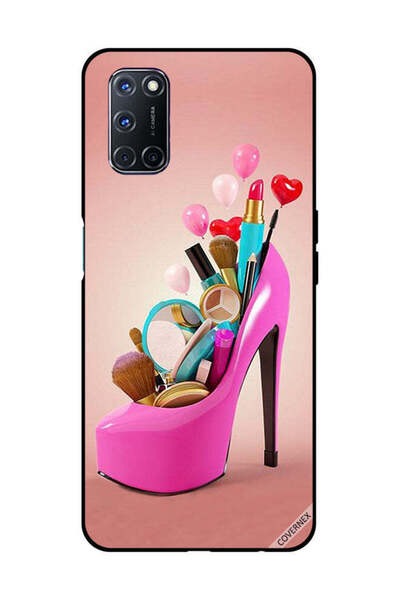 Covernex غطاء حماية لهاتف OPPO A52/A72/A92 حذاء وردي مع أدوات مكياج