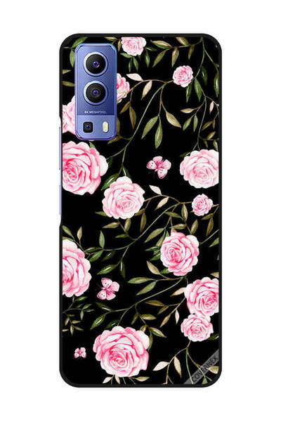 Covernex غطاء حماية لهاتف Vivo Y72 5G بنقشة ورود وردية في باقات من الأوراق ال...