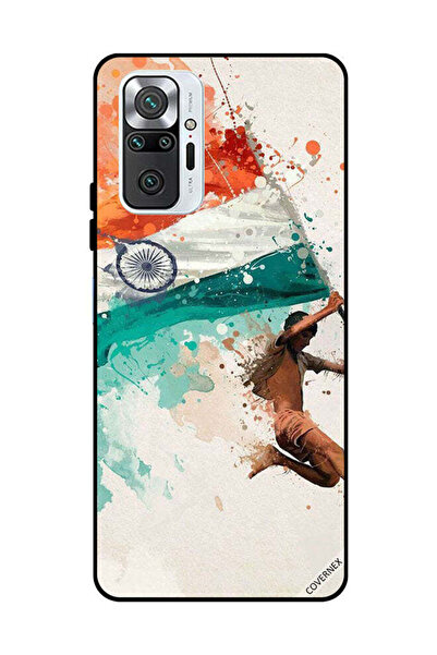 Covernex غطاء حماية لهاتف شاومي ريدمي نوت 10 برو 4G يحمل علم الهند أثناء الطيران