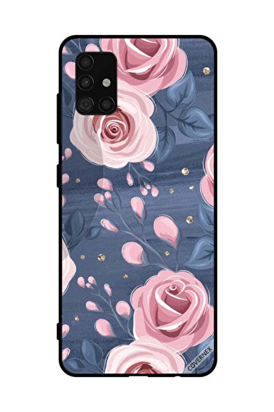 Covernex غطاء حماية لهاتف سامسونج جالاكسي A51 4G بنقشة ورود وردية وأوراق رماد...