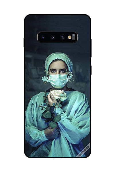 Covernex غطاء حماية لهاتف سامسونج جالاكسي S10 بلس ممرضة تحمل زهرة
