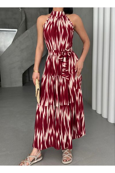 cottonage Halter Neck Belted Maxi Dress