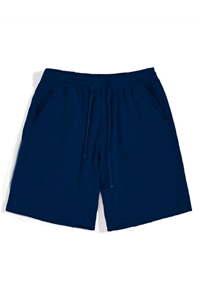 FİTGO Women's Relaxed Fit Navy Blue Shorts