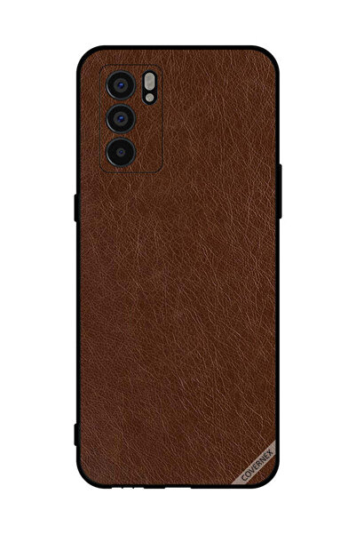 Covernex غطاء حماية لهاتف Oppo Reno6 5G بنمط جلدي بني داكن