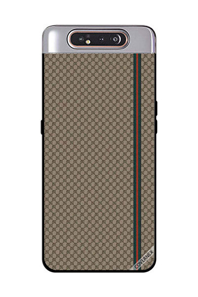 Covernex غطاء حماية لهاتف سامسونج جالاكسي A80 بخطوط حمراء وخضراء على نمط بني