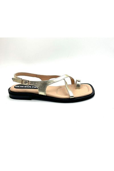 NEWGÜLTEKİN Genuine Leather Poly Sole Very Stylish Summer Slippers