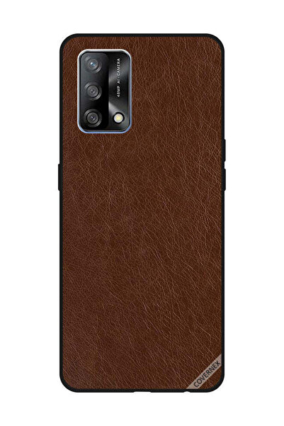 Covernex غطاء حماية لهاتف OPPO A74/F19 4G بنمط جلدي بني داكن