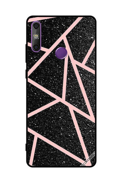 Covernex غطاء حماية لهاتف هواوي إنجوي 20E، أسود لامع، بنقشة مسارات وردية فاتحة