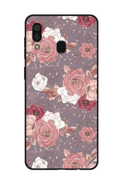 Covernex غطاء حماية لهاتف سامسونج جالاكسي A30 بنقشة زهور بلون الشوكولاتة