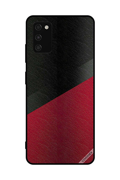 Covernex غطاء حماية لهاتف سامسونج جالاكسي A03s 4G بنمط جلدي أسود وأحمر