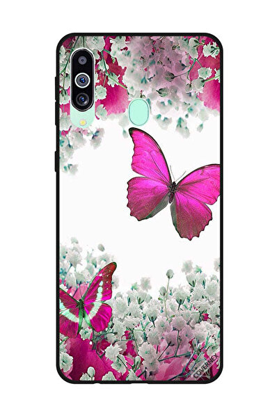 Covernex غطاء حماية لهاتف سامسونج جالاكسي M40/A60 - فراشات وردية داكنة وزهور ...