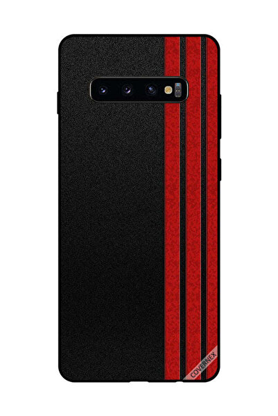 Covernex غطاء حماية لهاتف سامسونج جالاكسي S10 بلس بثلاثة خطوط عمودية حمراء