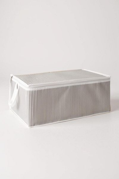 Tex Republic (5 Pcs) Gray Striped Zippered Storage Bag Pillow-Quilt-Clothing Organizer 64*45*22 cm