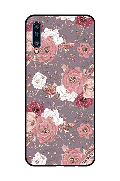 Covernex غطاء حماية لهاتف سامسونج جالاكسي A70 بنقشة زهور بلون الشوكولاتة