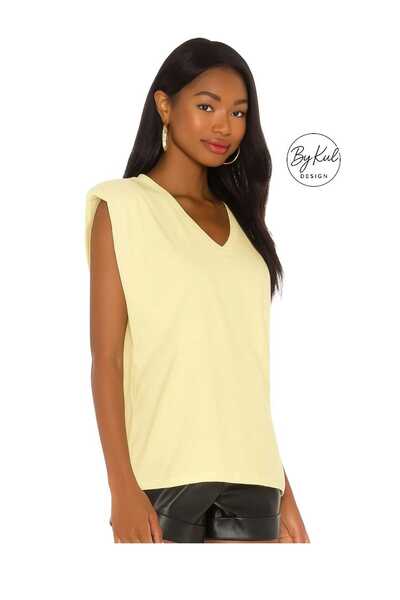 By Kul Design Γυναικεία υφασμάτινη μπλούζα με λευκή επένδυση με λαιμόκοψη σε σχήμα V