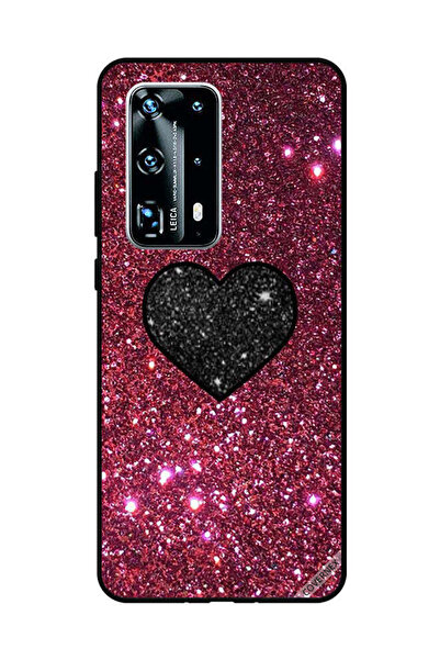 Covernex غطاء حماية لهاتف هواوي بي 40 برو بلس قلب أسود مع بريق أحمر