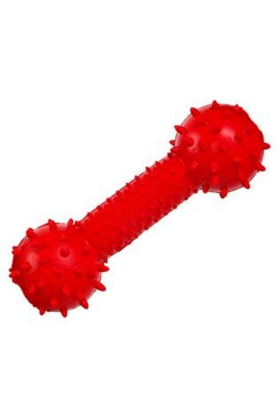 OEMN Jucărie pentru câini cu os și clopoțel elastic, roșu, 15 cm