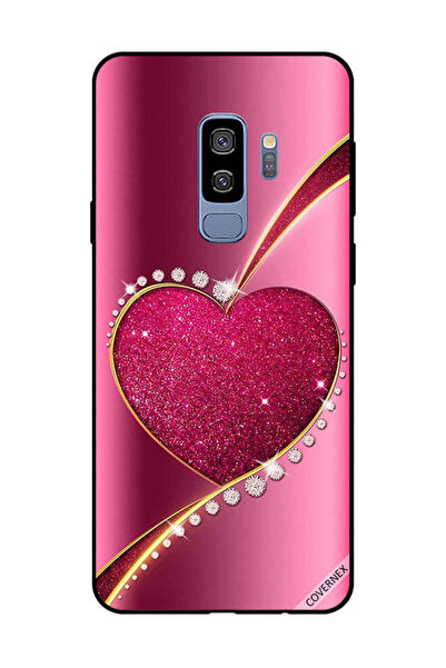 Covernex غطاء حماية لهاتف سامسونج جالاكسي S9 بلس - قلب وردي لامع من الألماس