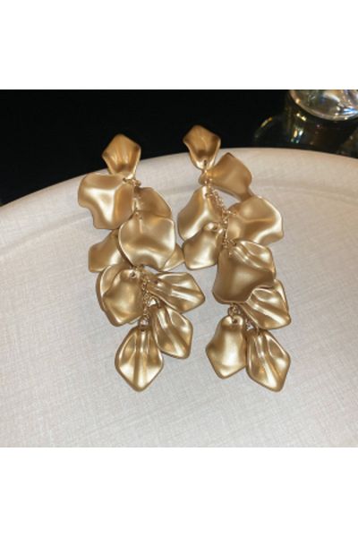 Choice golden-3 Stylish Multicolored Flower Earrings For Woman Delicate Petal Tassel Stud Earring Temperame