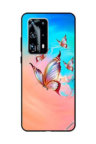 Covernex غطاء حماية لهاتف هواوي بي 40 برو بلس، فراشات تحلق فوق لون الطلاء