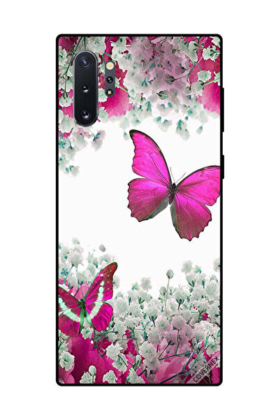 Covernex غطاء حماية لهاتف سامسونج جالكسي نوت 10 بلس - فراشات وردية داكنة وزهو...