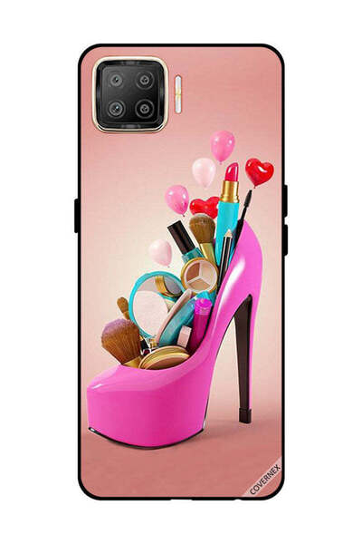 Covernex Protective Case Cover For OPPO F17 Pink Shoe With Makeup Items