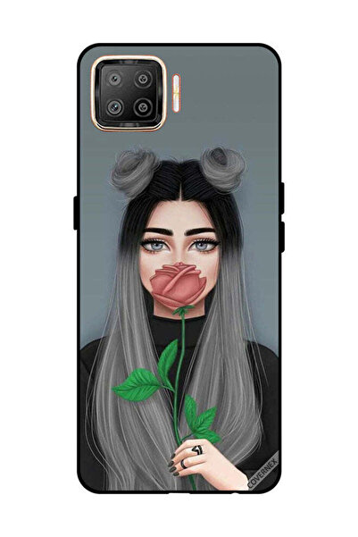 Covernex غطاء حماية لهاتف OPPO F17 بغطاء فم مخفي لفتاة لطيفة بلون وردي خوخي