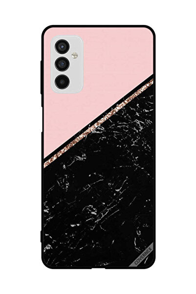 Covernex غطاء حماية لهاتف سامسونج جالاكسي M52 5G، رخامي أسود وشريط ذهبي