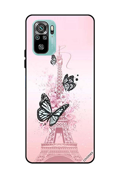 Covernex غطاء حماية لهاتف شاومي ريدمي نوت 10 4G، فراشات سوداء على برج إيفيل