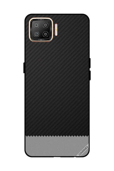 Covernex غطاء حماية لهاتف OPPO F17 بنمط خطوط سوداء ورمادية