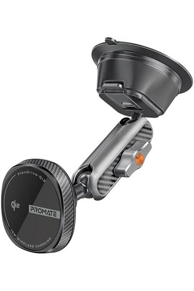 Promate Wireless Car Charger 15W MagSafe, Qi2 Certified With Adjustable Arm Mount and 1m Cable Lengt