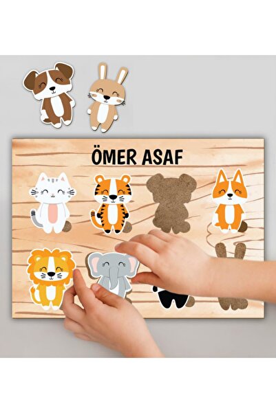 ELF REKLAM Kişiye Özel İsimli Hayvan Resimli Ahşap Çocuk Bebek Gelişimi