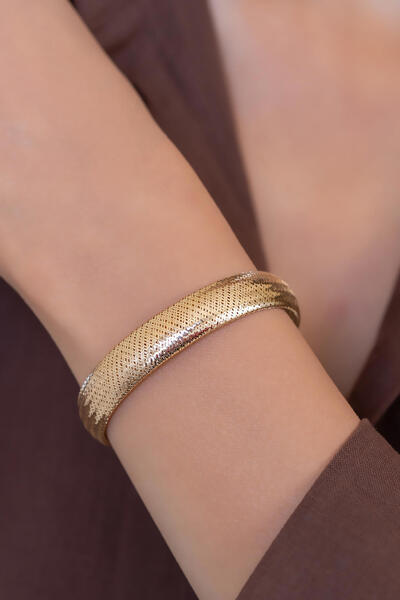 Bayar Gold 14 Ayar Altın İtalyan Simli Esnek Bilezik (Kalın)