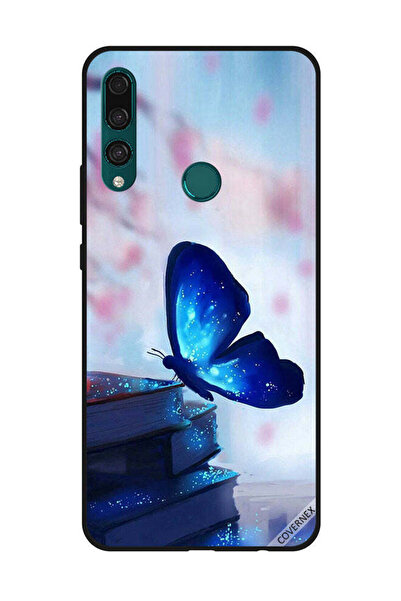 Covernex غطاء حماية لهاتف هواوي Y9 Prime 2019 - فراشة زرقاء داكنة على الكتب