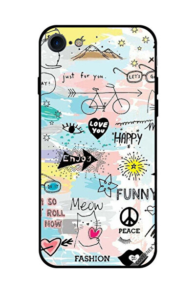 Covernex غطاء حماية لجهاز iPhone SE 2020 Doodle Meow Enjoy