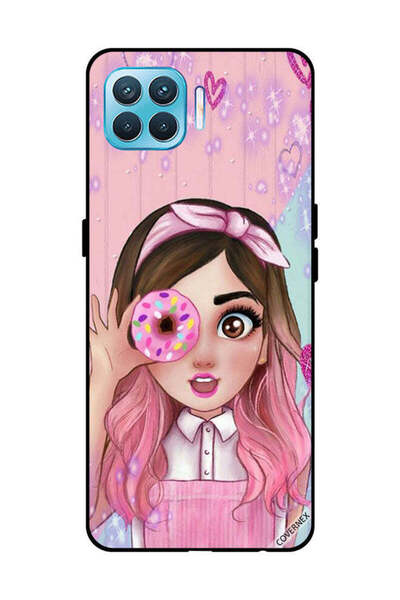 Covernex غطاء حماية لهاتف OPPO F17 Pro، فتاة صغيرة لطيفة تحمل دونات