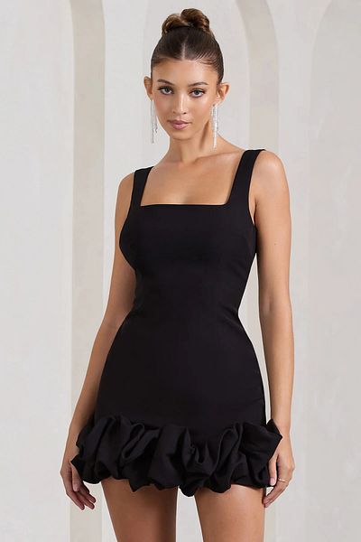 OLSAMODA Women's Skirt Ruffle Open Back Square Neck Mini Dress