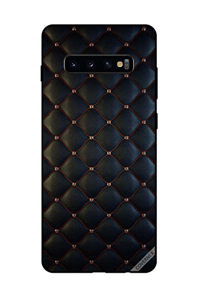 Covernex غطاء حماية لهاتف سامسونج جالاكسي S10 بلس مطبوع عليه نقشة قماش أسود