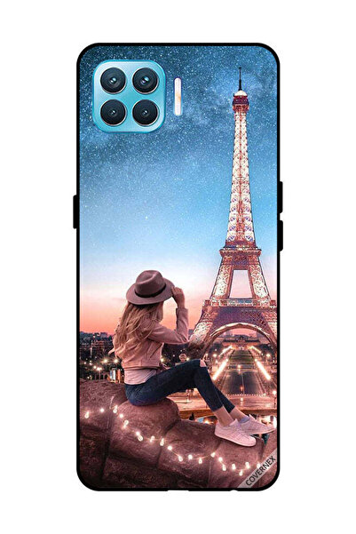 Covernex غطاء حماية لهاتف OPPO F17 Pro، فتاة قبعة بنية اللون وبرج إيفيل