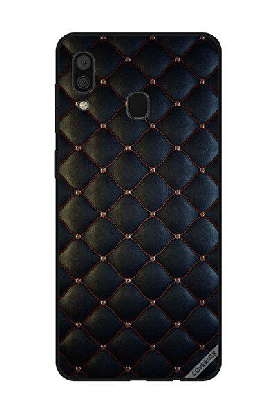 Covernex غطاء حماية لهاتف سامسونج جالاكسي A30 مطبوع عليه نقشة قماشية سوداء