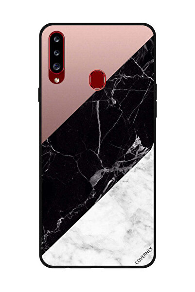 Covernex غطاء حماية لهاتف سامسونج جالاكسي A20s، أبيض، أسود، سطح رخامي بنمط سادة